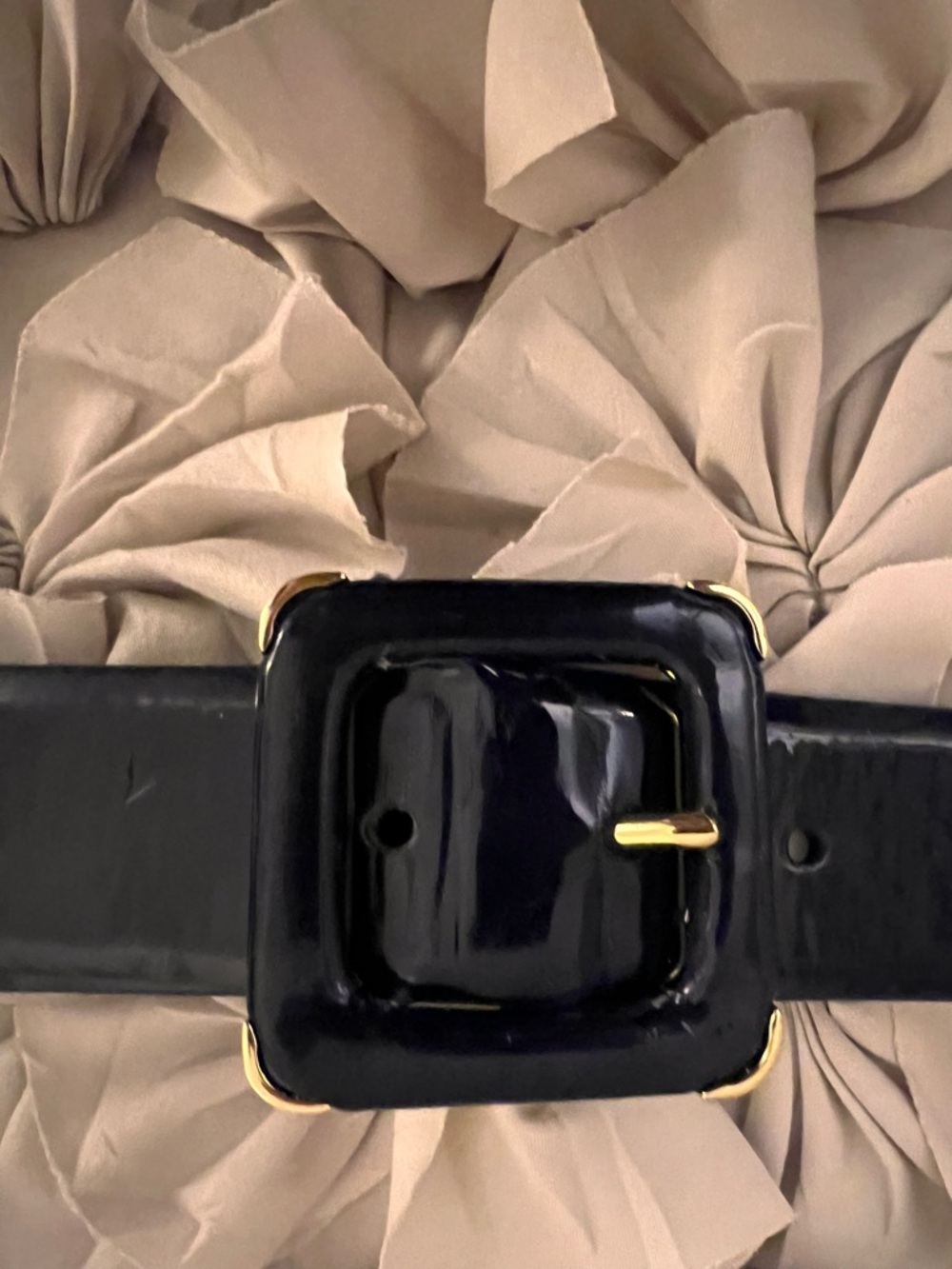 Ralph Lauren Black Patent Wide Waist Belt with Gold-Tone Accents - Picture 2 of 6